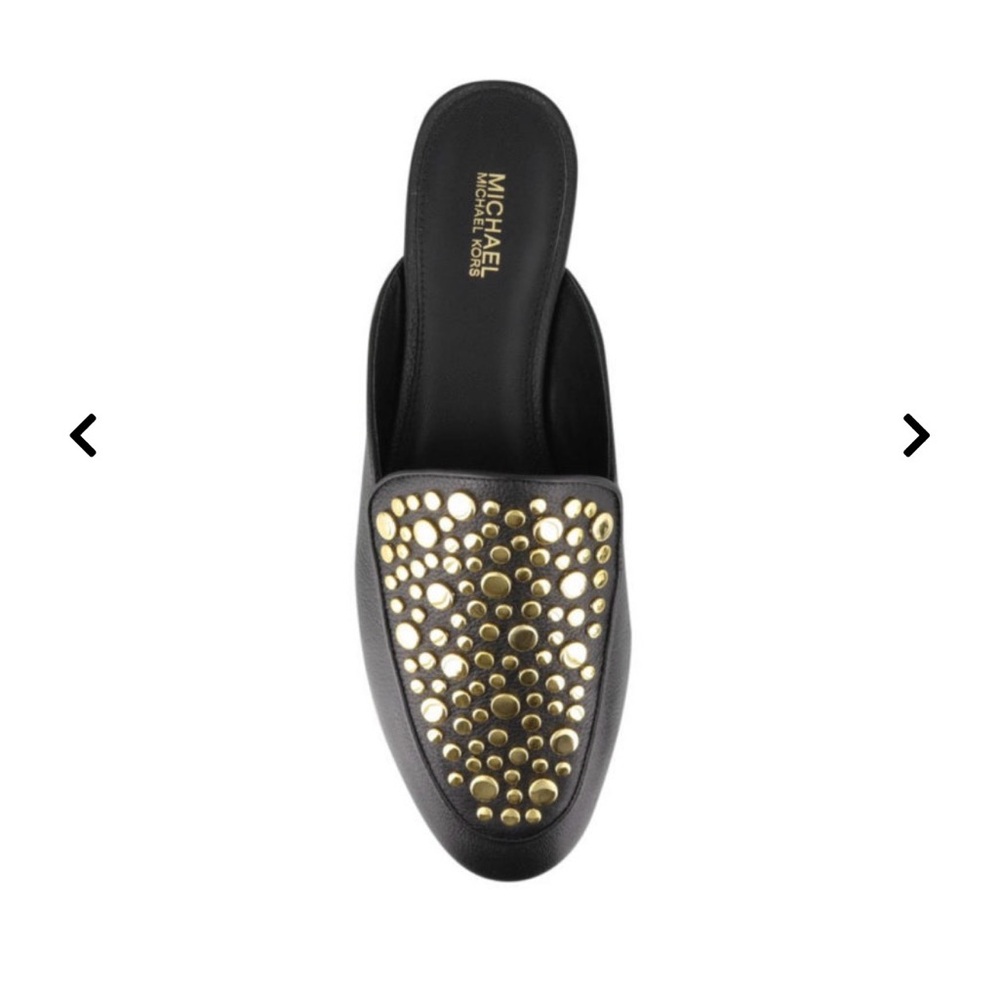 Michael Kors Black Mules with Gold Studs
